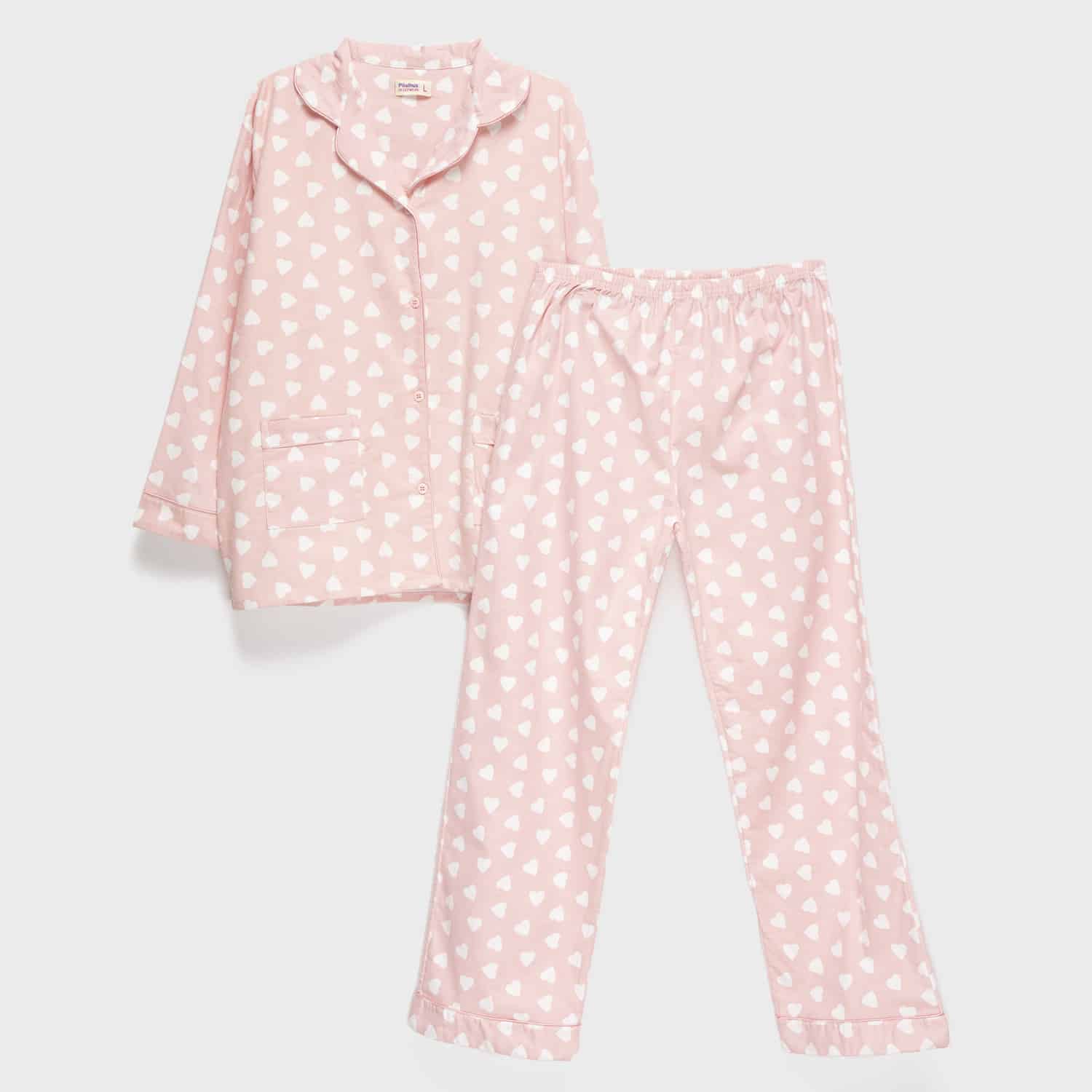 Pijama Franela Mujer Rosado Corazones - Textiles Zahr