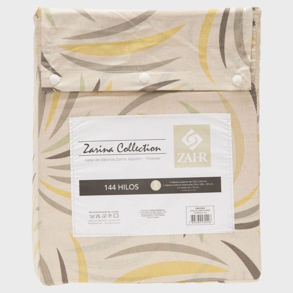 SABANA ZARINA ESTAMPADA DISEÑO BEIGE - Imagen 2