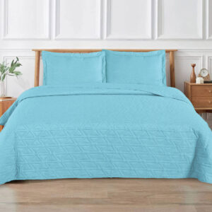 Cubrecama Liso Celeste 1.5 plaza