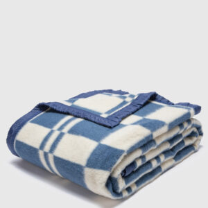 Frazada Lana Classic Escocesa Azul 50% Lana 1.5 Plazas