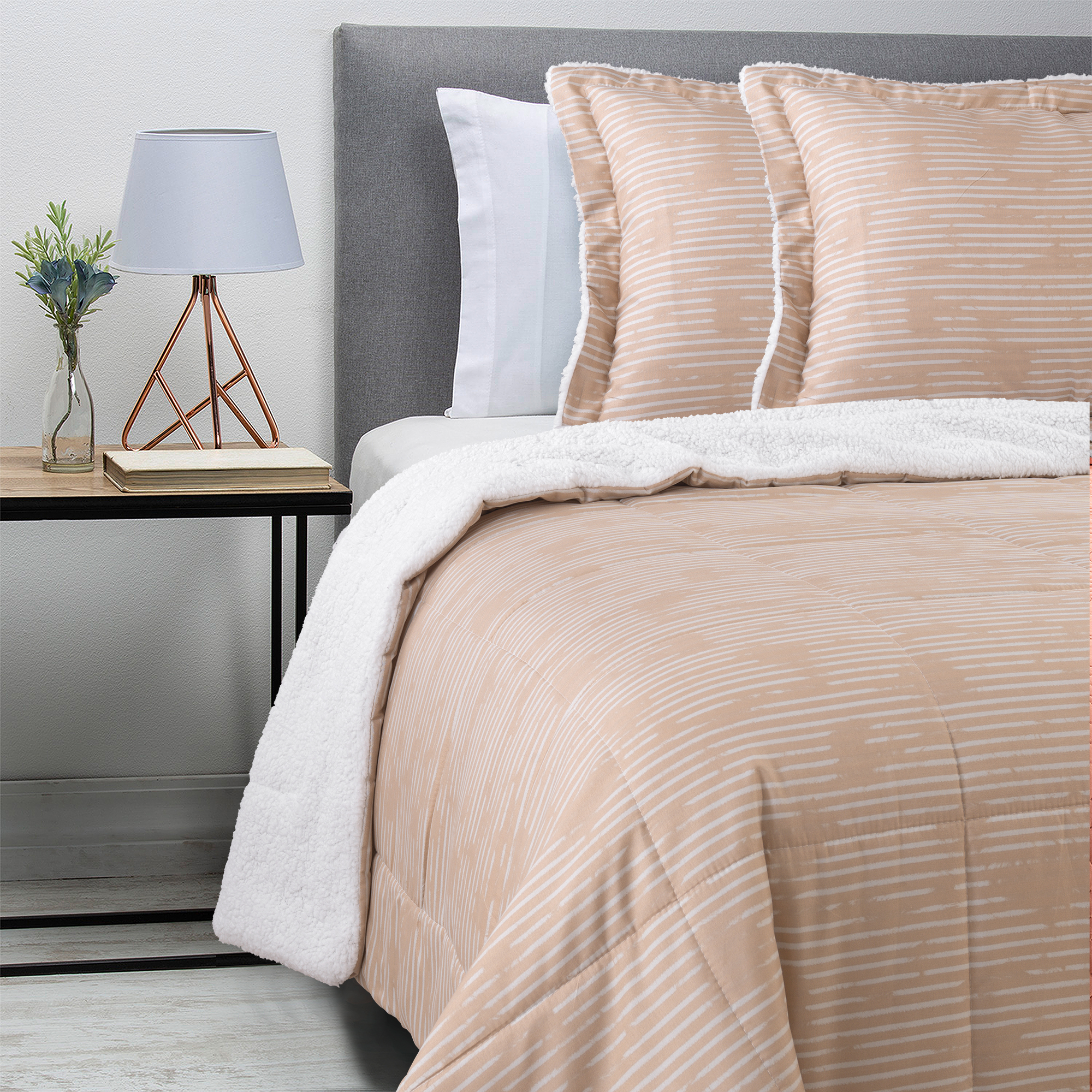 PLUMON ESTAMPADO CON SHERPA KING BEIGE 2 PLUMON ESTAMPADO CON SHERPA KING BEIGE - Imagen 2