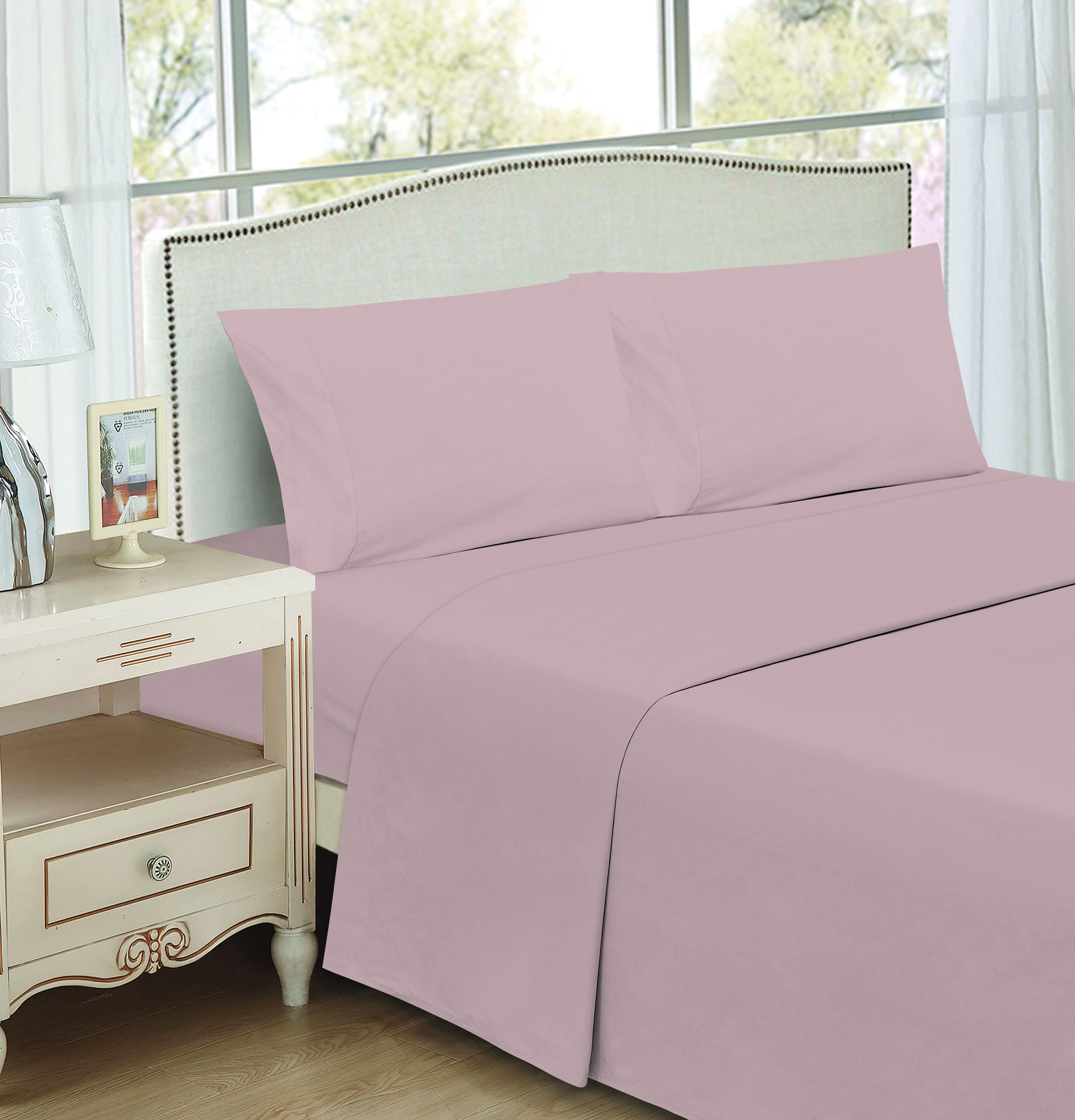 JUEGO DE SABANAS PALO ROSA LISAS 1.5 PLAZA 1 JUEGO DE SABANAS PALO ROSA LISAS 1.5 PLAZA