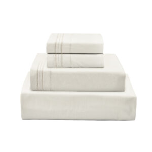 JUEGO DE SABANAS 100% ALGODÓN 200 HILOS MARFIL LISAS SUPER KING