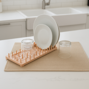 SET ESCURRIDOR + PAÑO SECA PLATOS BEIGE