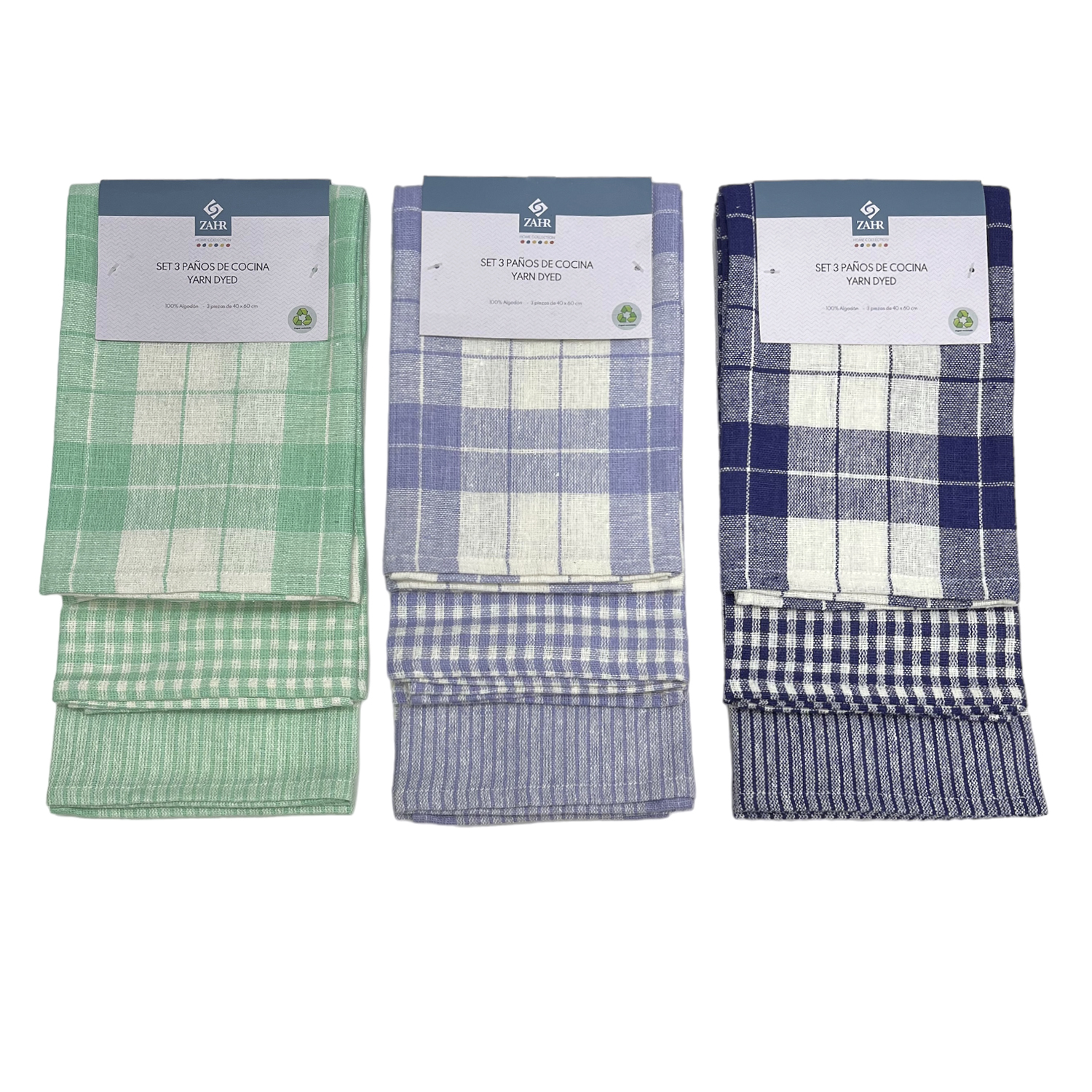 SET DE 3 PAÑOS DE COCINA 100%ALGODON VERDE 2 SET DE 3 PAÑOS DE COCINA 100%ALGODON VERDE - Imagen 2