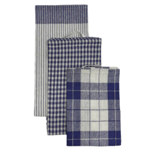 SET DE 3 PAÑOS DE COCINA 100%ALGODON AZUL