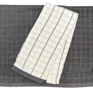 SET DE 2 PAÑOS DE COCINA TEJIDO GRIS