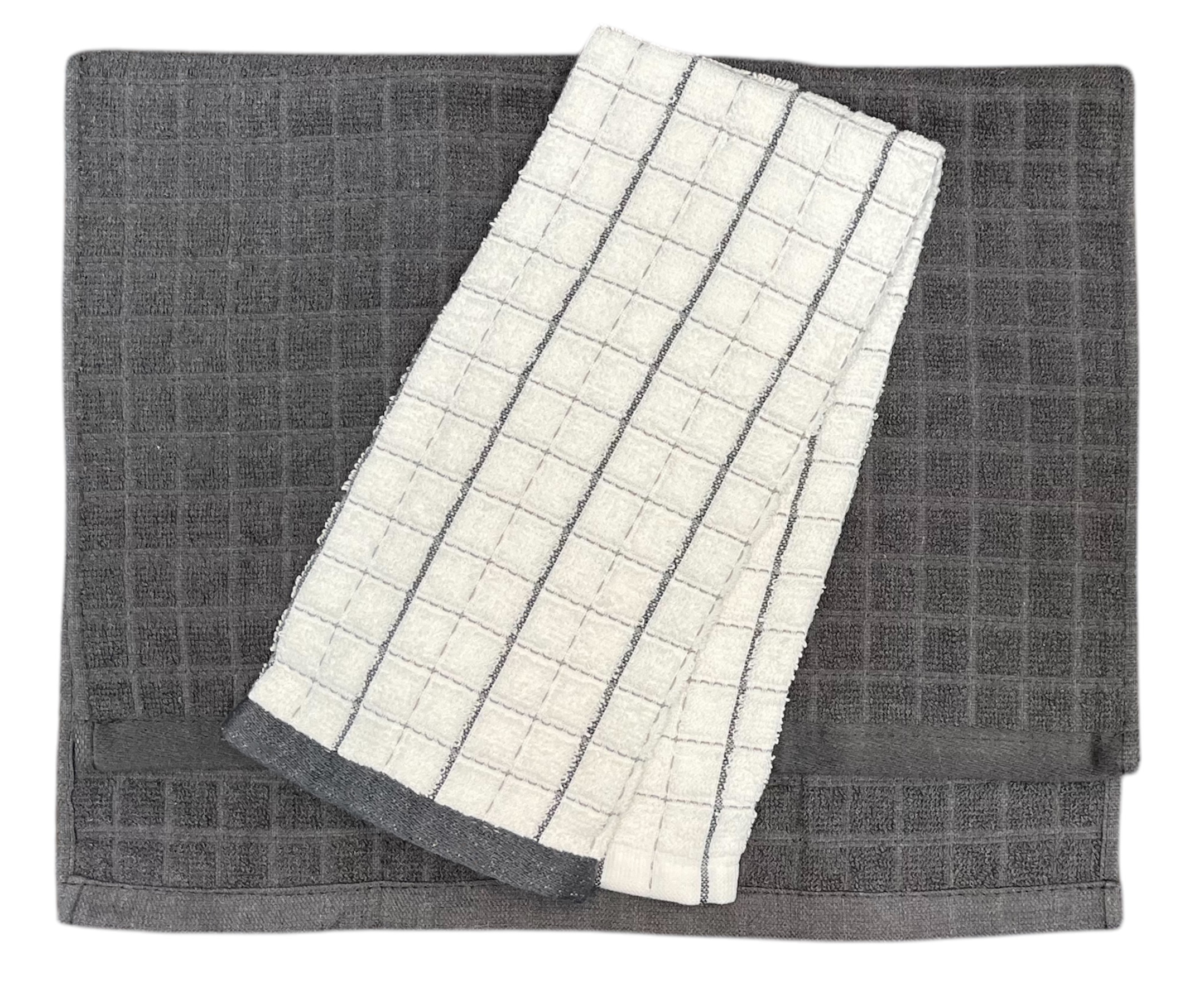 SET DE 2 PAÑOS DE COCINA TEJIDO GRIS 1 SET DE 2 PAÑOS DE COCINA TEJIDO GRIS