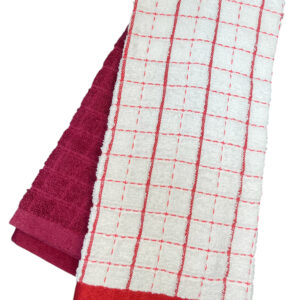 SET DE 2 PAÑOS DE COCINA TEJIDO ROJO
