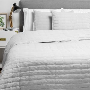 CUBRECAMA BORDADO PREWASH KING GRIS C