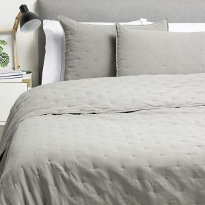 CUBRECAMA BORDADO PREWASH KING GRIS O