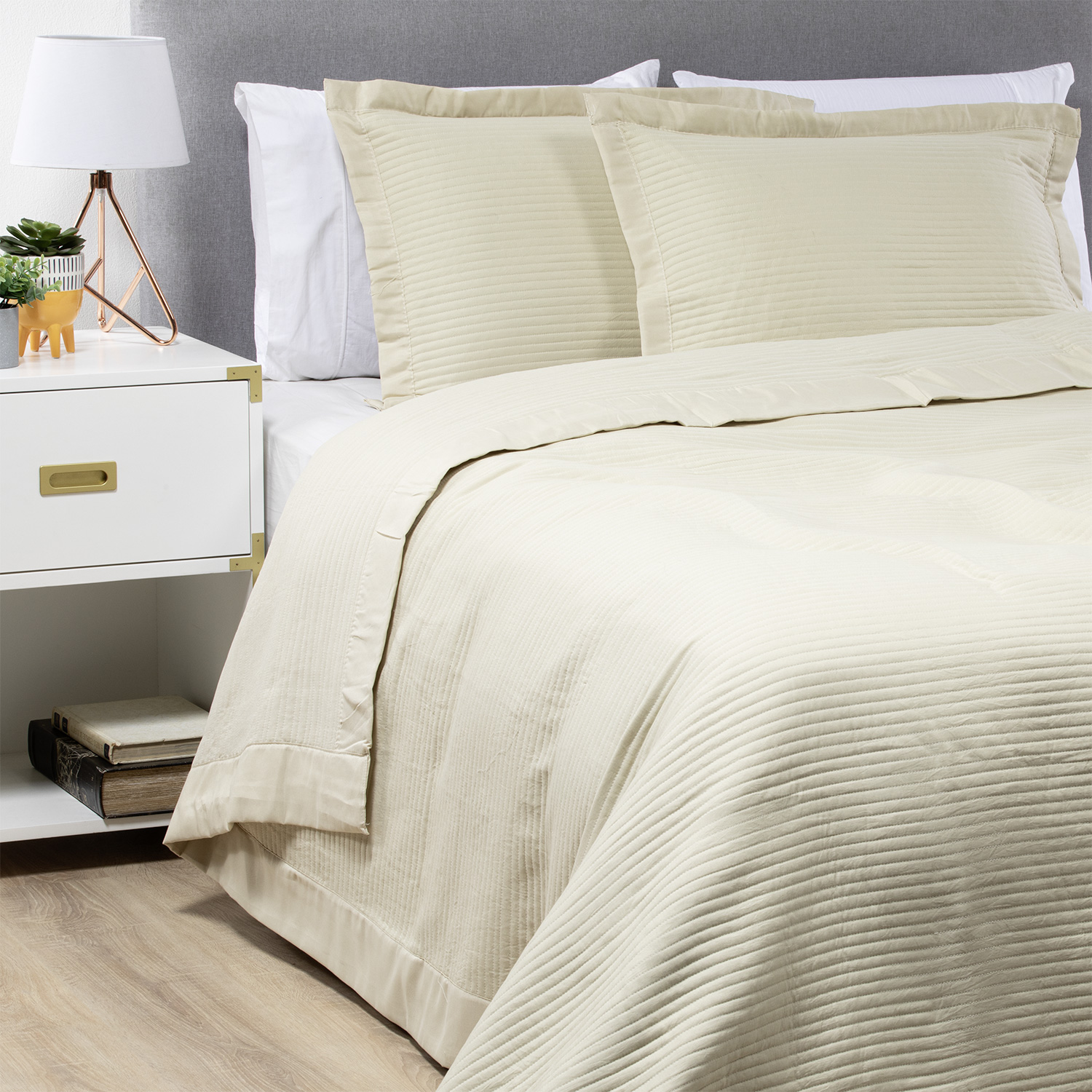 CUBRECAMA BORDADO PREWASH KING CREMA 4 CUBRECAMA BORDADO PREWASH KING CREMA - Imagen 4