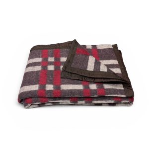 FRAZADA ESCOCESA ROJO Y CAFE  1.5P