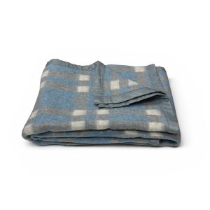 FRAZADA ESCOCESA GRIS Y CELESTE  1.5P