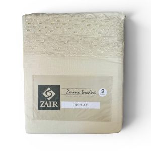 JUEGO DE SABANA BRODERI MARFIL KING