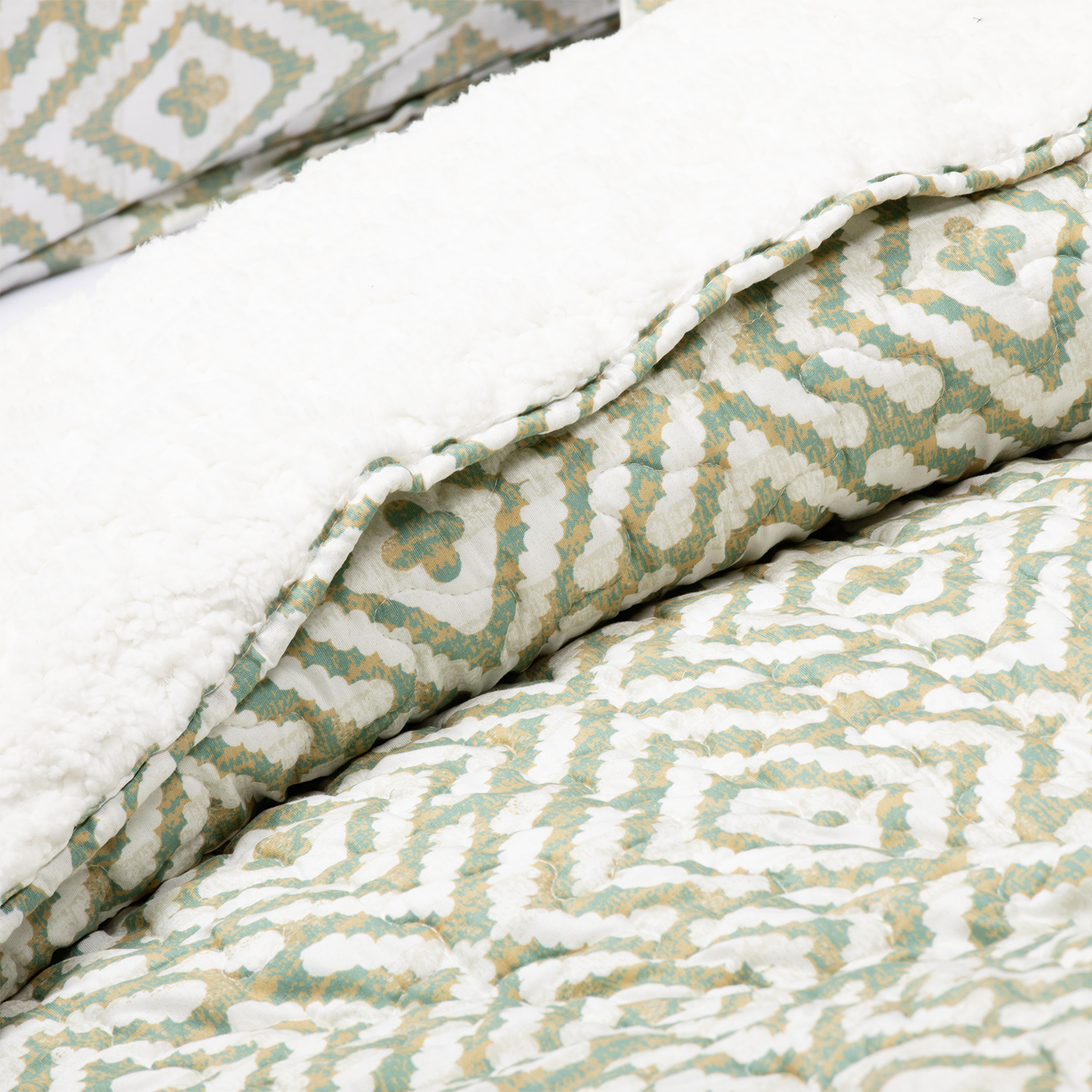 CUBRECAMA SHERPA ESTAMPADO KING VERDE 3 CUBRECAMA SHERPA ESTAMPADO KING VERDE - Imagen 3