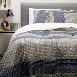 CUBRECAMA SHERPA ESTAMPADO 2 PLAZAS AZUL