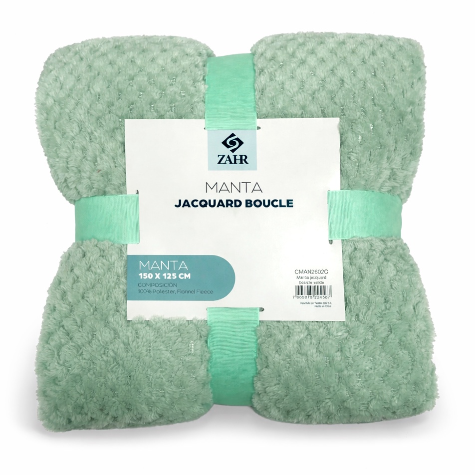 MANTA JACQUARD BOUCLE VERDE 1 MANTA JACQUARD BOUCLE VERDE