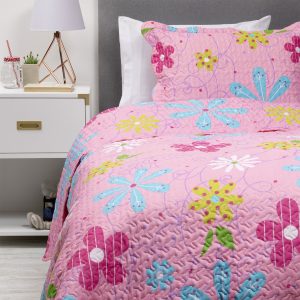 CUBRECAMA ESTAMPADO 1.5 PLAZAS ROSADO
