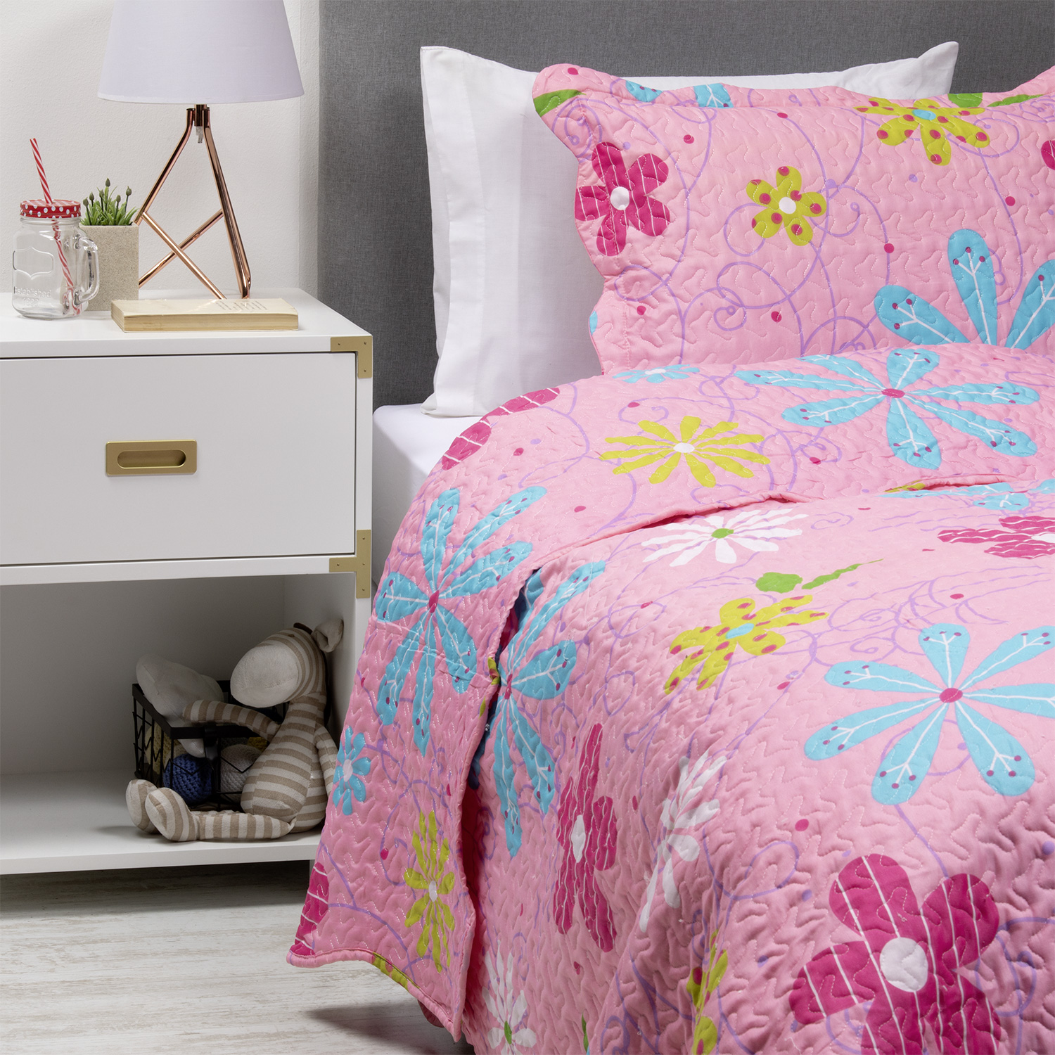 CUBRECAMA ESTAMPADO 1.5 PLAZAS ROSADO 2 CUBRECAMA ESTAMPADO 1.5 PLAZAS ROSADO - Imagen 2