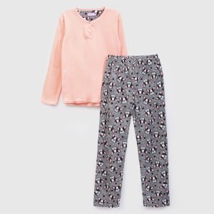 PIJAMA POLAR JUVENIL LARGO NIÑA ROSADO
