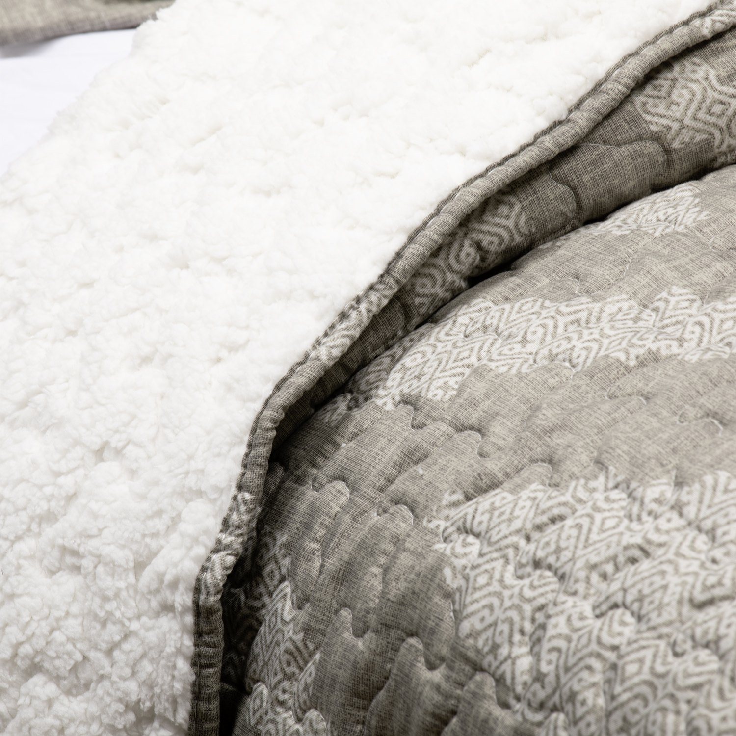 CUBRECAMA SHERPA ESTAMPADO 2 PLAZAS GRIS 3 CUBRECAMA SHERPA ESTAMPADO 2 PLAZAS GRIS - Imagen 3