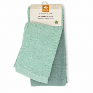SET 2 UNIDADES PAÑO PANAL LISO VERDE