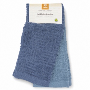 SET 2 UNIDADES PAÑO PANAL LISO AZUL
