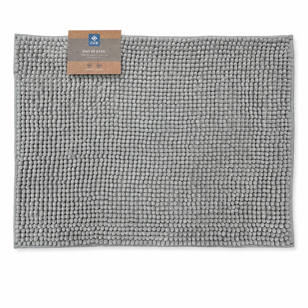ALFOMBRA BAÑO CHENILLE CUBIERTA ANTIDESLIZANTE GRIS CLARO 2 ALFOMBRA BAÑO CHENILLE CUBIERTA ANTIDESLIZANTE GRIS CLARO - Imagen 2