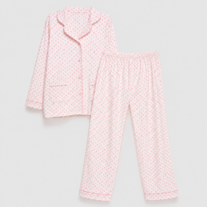 PIJAMA FRANELA DOTS  L ROSADO