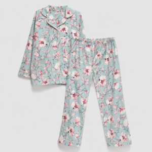 PIJAMA FRANELA FLORAL  M CELESTE